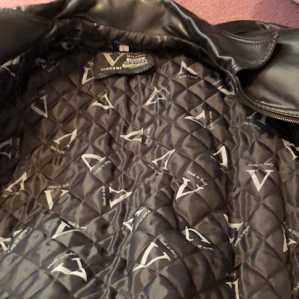 Black Faux Leather Jacket Mens Large - Picture 3 of 12